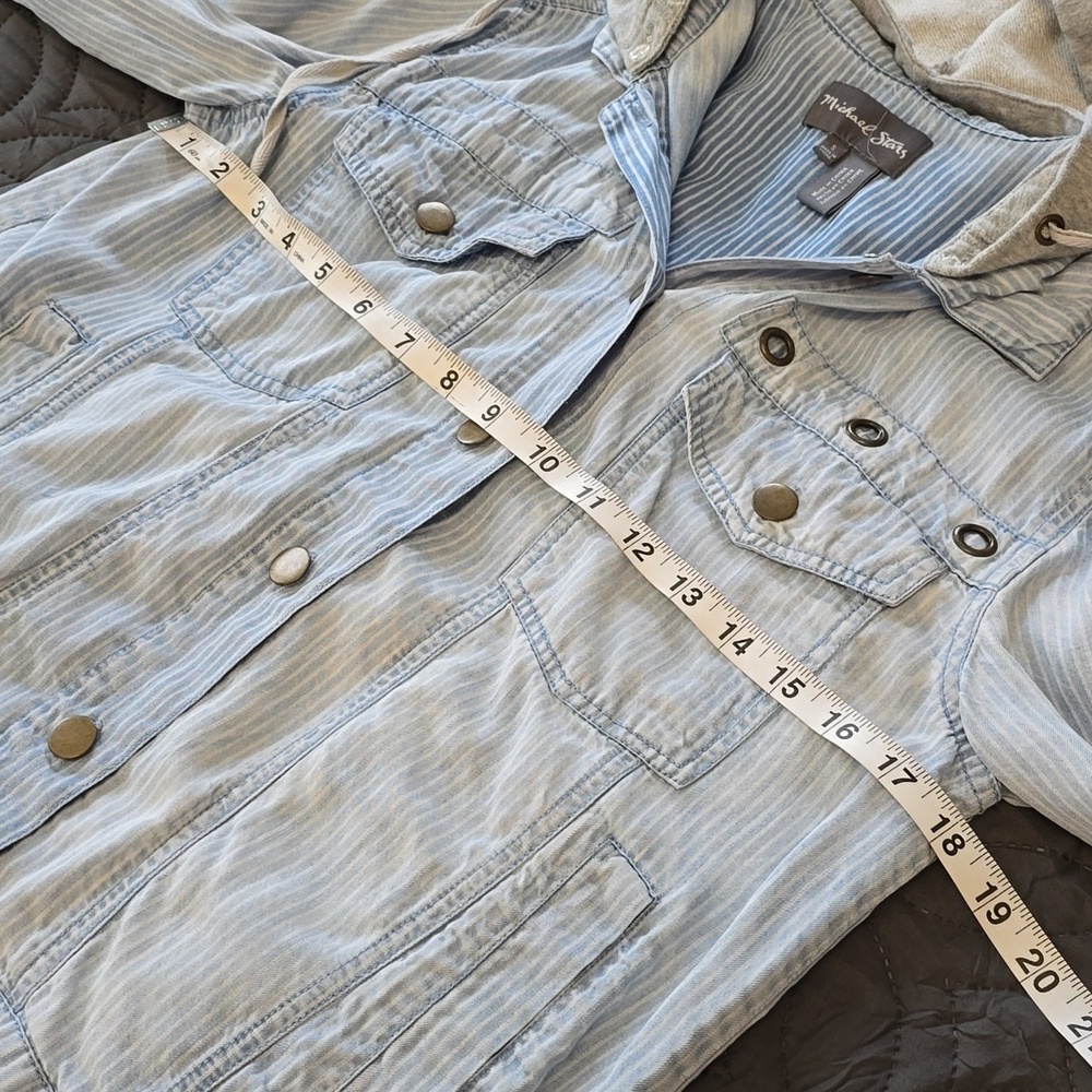 Michael Stars Blue Striped Shirt Jacket - Picture 7 of 11